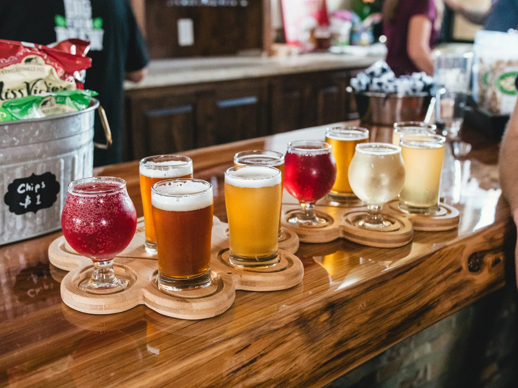 A flight of different craft beer styles